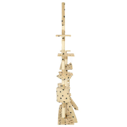 Rascador Para Gatos Con Poste De Sisal 230-250 Cm Huellas Beige_2