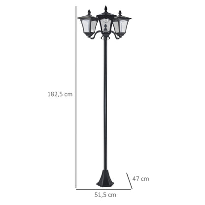 Farol Solar De Jardín Con 3 Luces Led Outsunny 51,5x47x182,5 Cm Negro_2