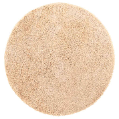 Vidaxl Alfombra Peluda De Pelo Largo Navarra Beige 120x120cm Poliéster_0