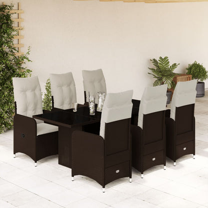 Set De Mesa Y Sillas Jardín 7 Pzas Con Cojines Ratán Pe Marrón / Vetonek_2