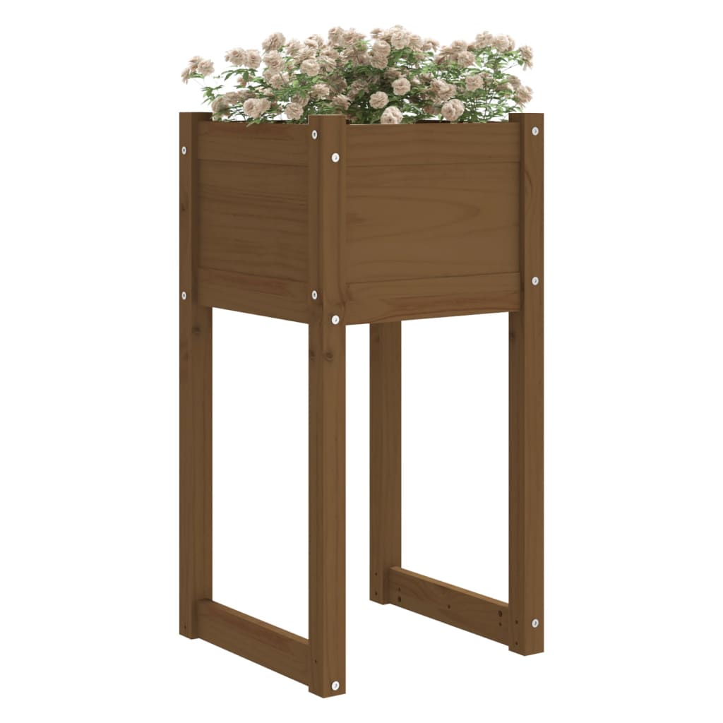 Jardinera 2 Uds Madera Maciza De Pino Marrón Miel 40x40x81 Cm_2