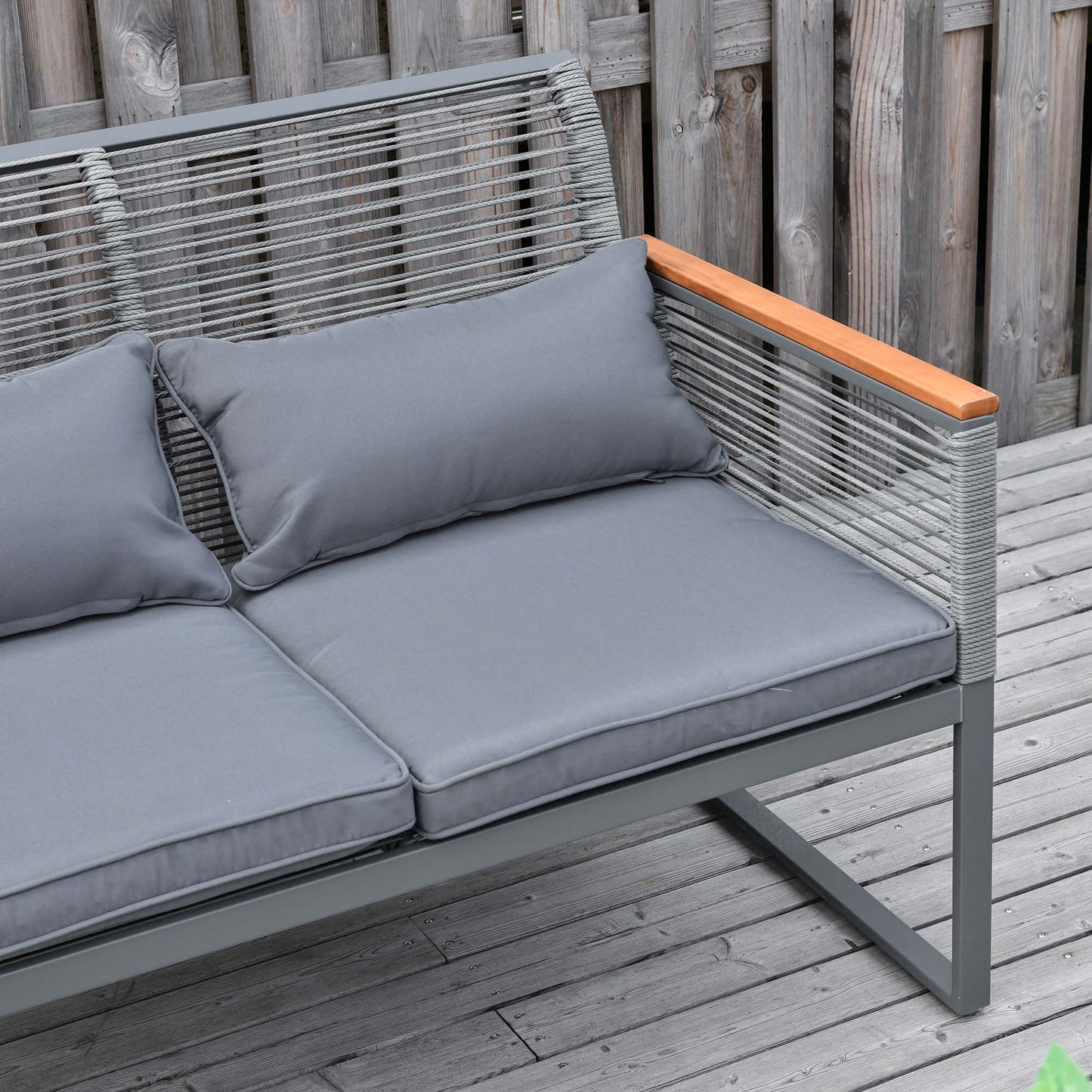 Outsunny Conjunto De Muebles De Jardín De 4 Piezas Ratán Con Mesa De Café_4