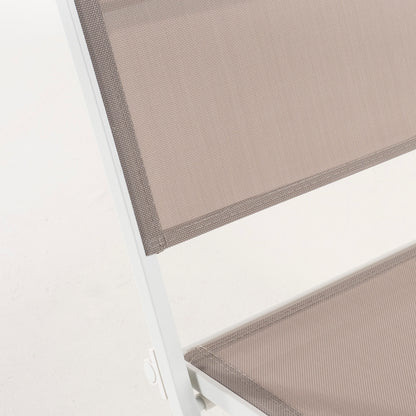 Silla De Exterior Plegable, Tamaño: 48x48x84 Cm, Aluminio Doble Reforzado Color Blanco, Textilene Color Taupé_4