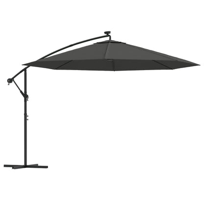Sombrilla Voladiza Luces Led Y Poste De Metal Antracita 350 Cm_0