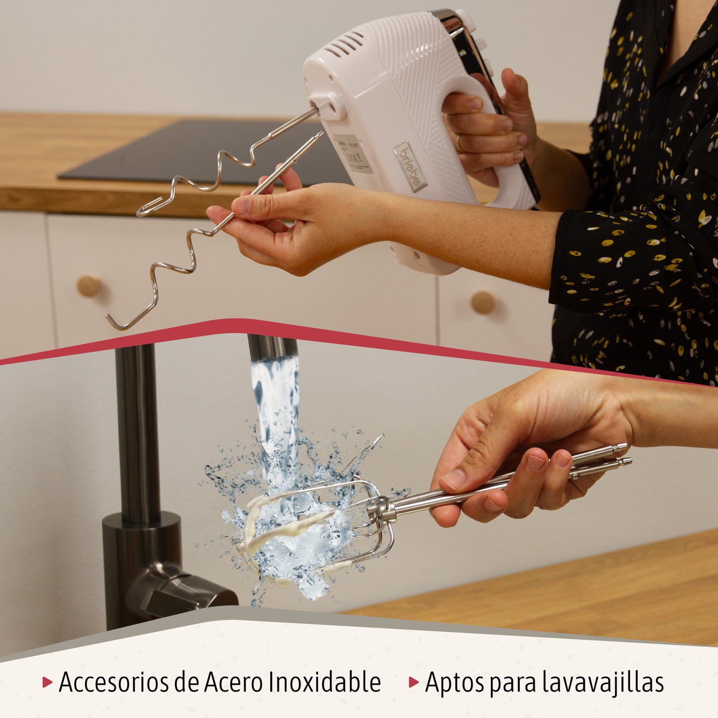 Briebe Batidora De Varillas Eléctrica 400w Amasadora De Mano Especial Repostería 5 Velocidades + Turbo, Hm1174wht_4