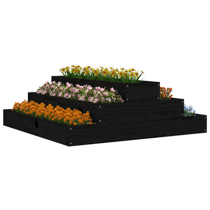 Jardinera De Madera Maciza De Pino Negro 80x80x27 Cm_2