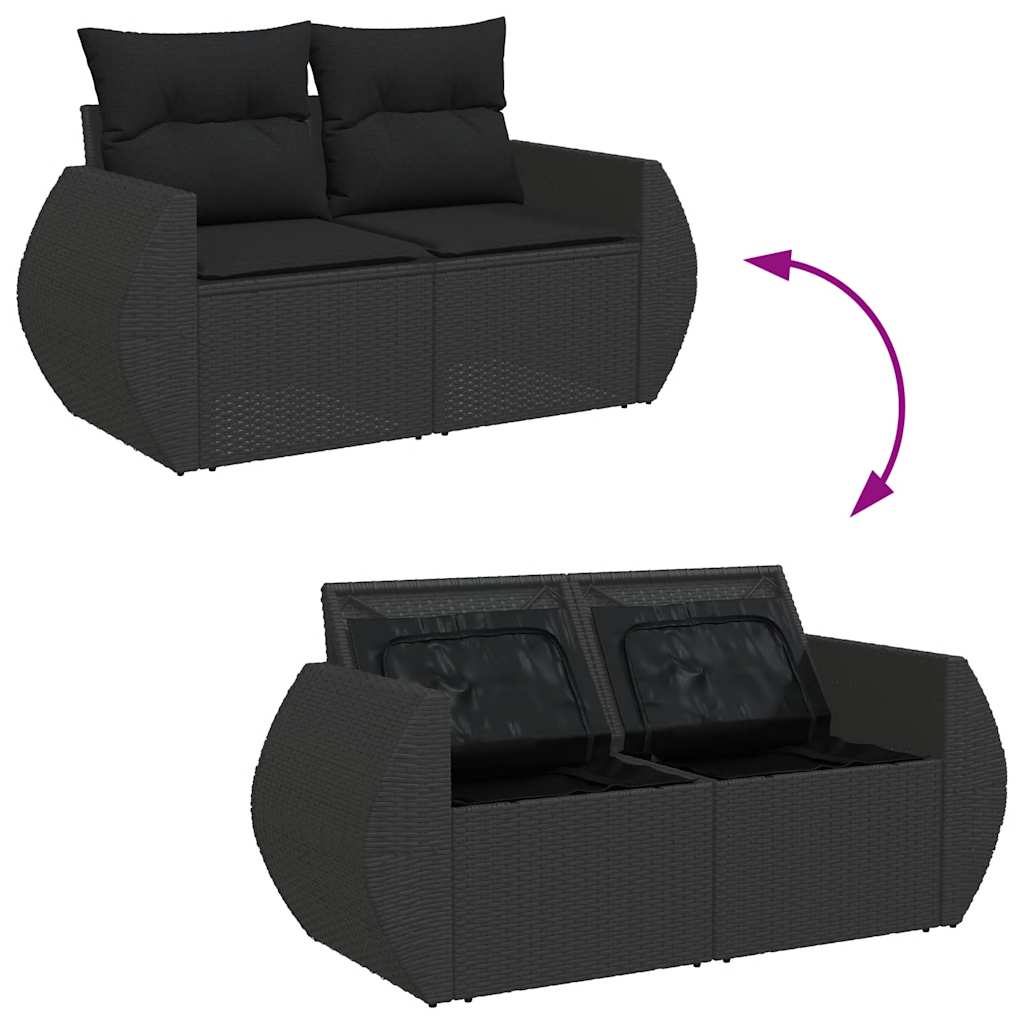 Set De Sofás De Jardín Y Cojines 8 Piezas Ratán Sintético Negro / Vetonek_1