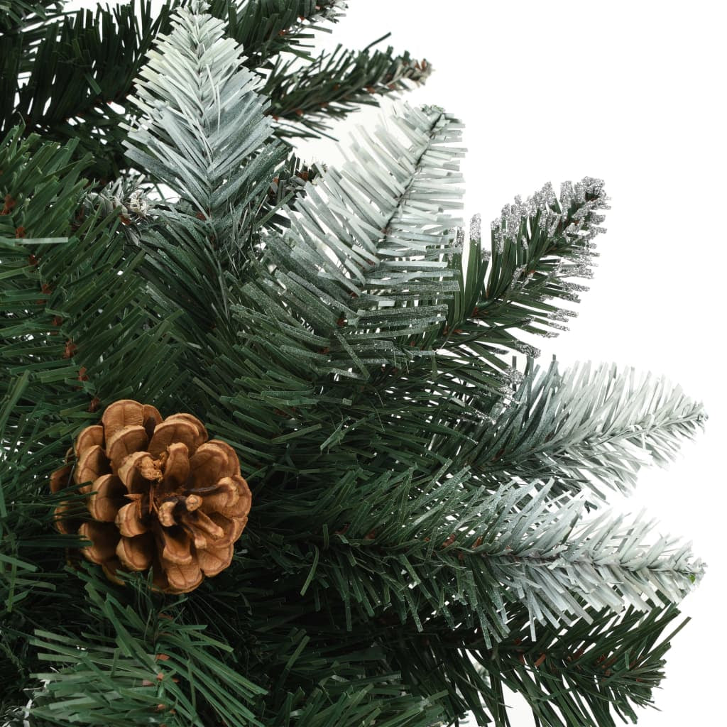 Vidaxl Árbol De Navidad Artificial Con Piñas Y Brillo Blanco 180 Cm_3