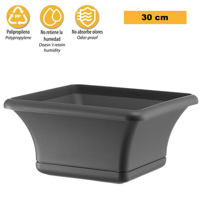Maceta Cuadrada 30 Cm Con Platillo Antracita_2