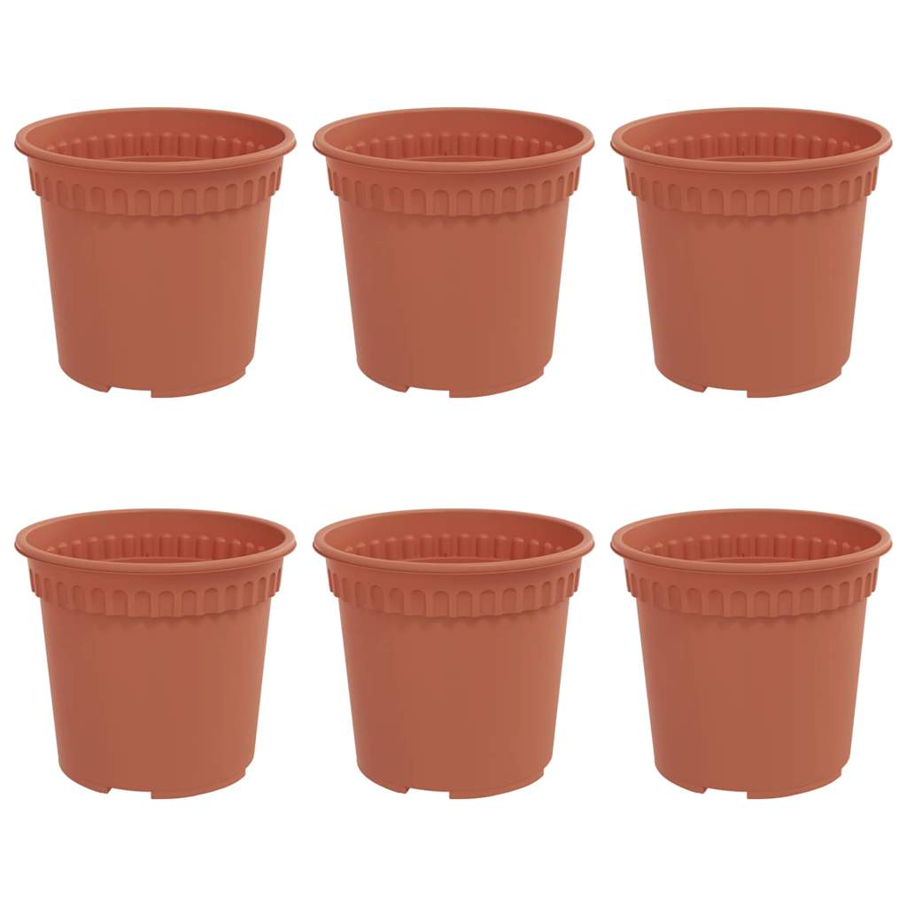 Maceta Redonda Para Flores 6 Pcs Rojo Ladrillo Ø 15 X 12 Cm_0