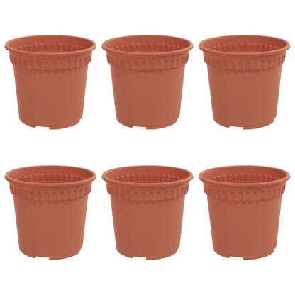 Maceta Redonda Para Flores 6 Pcs Rojo Ladrillo Ø 15 X 12 Cm_0