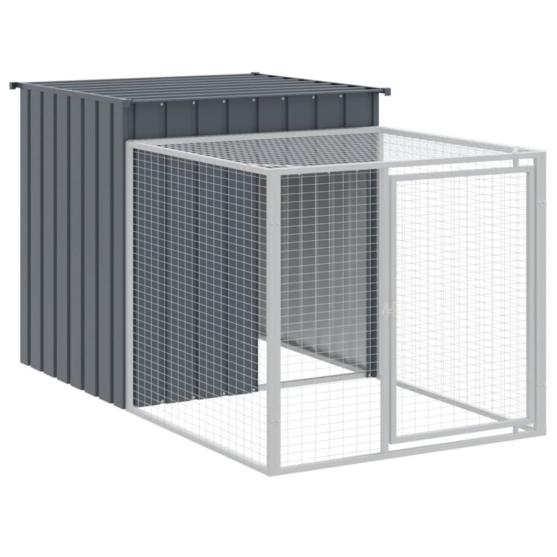 Vidaxl Gallinero Con Corral Acero Galvanizado Gris 110x1221x110 Cm_5