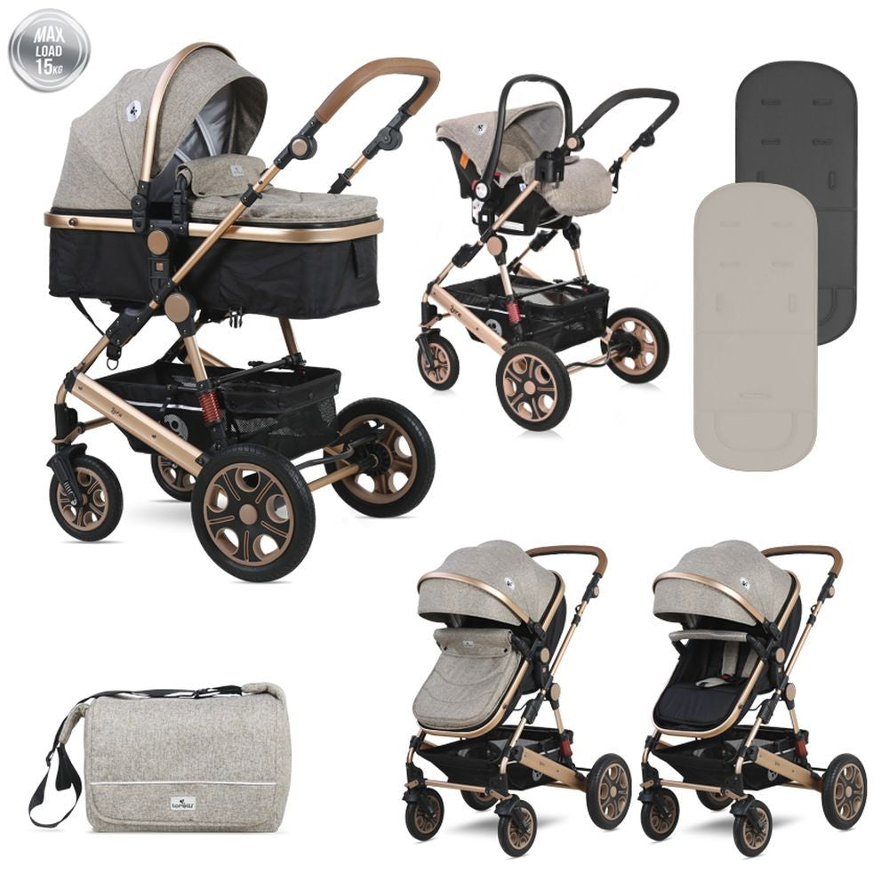 Carro De Bebé Tres Piezas Convertible Lora Hasta 15 Kg Pearl Beige_0