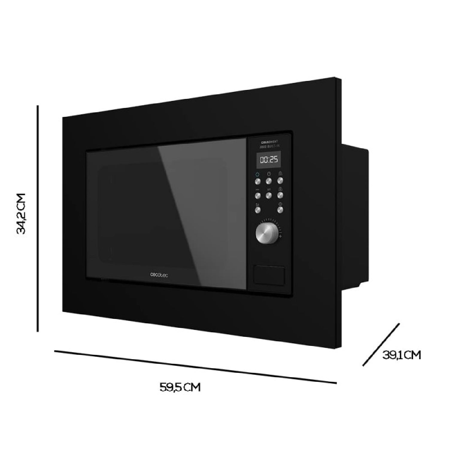 Microondas Encastrable Digital Grandheat 2000 Built-in Black. 700w, Integrable, 20 L, Grill, 9 Funciones Preconfiguradas, Quick Start, Diseño Elegan_2