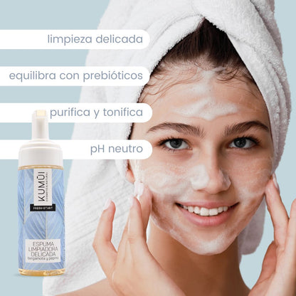 Espuma Limpiadora Delicada Bergamota y Pepino con Prebióticos KUMUI 155ml_3