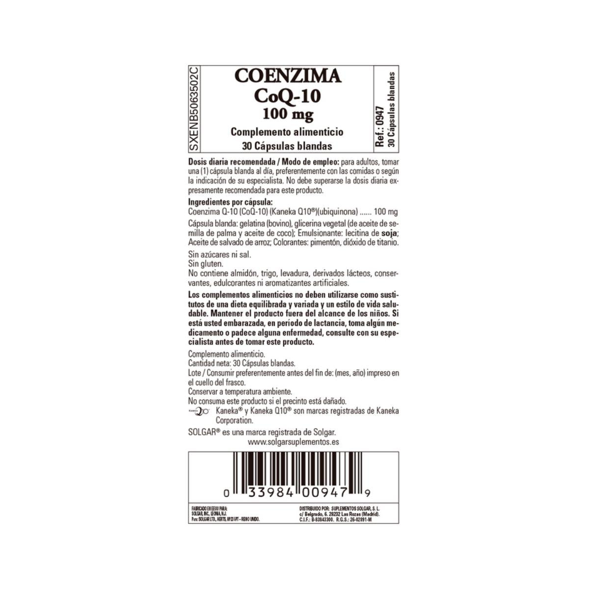 Coenzima CoQ10, 30 cápsulas de 100mg (100mg)