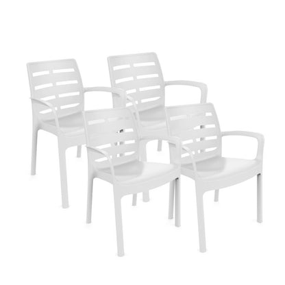 Pack 4 Sillas De Exterior Maui Apilables, Polipropileno, Blanco, 61 X 82 X 54_1