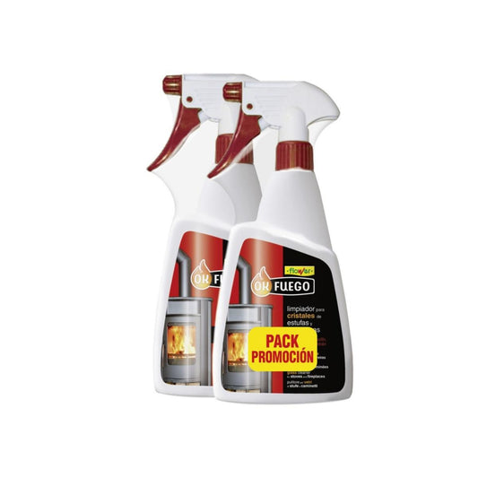 Pacote de limpa-vidros para recuperadores de calor e lareiras Okfuego 2 x 500 ml