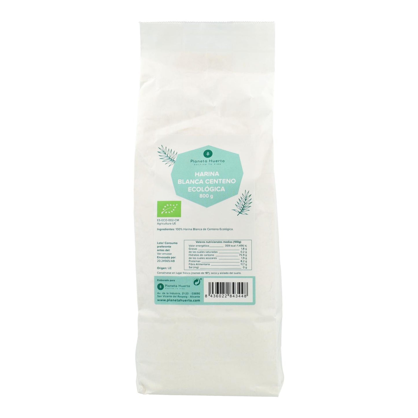 Farinha de Centeio Branco Biológico Planeta Huerto 800 g