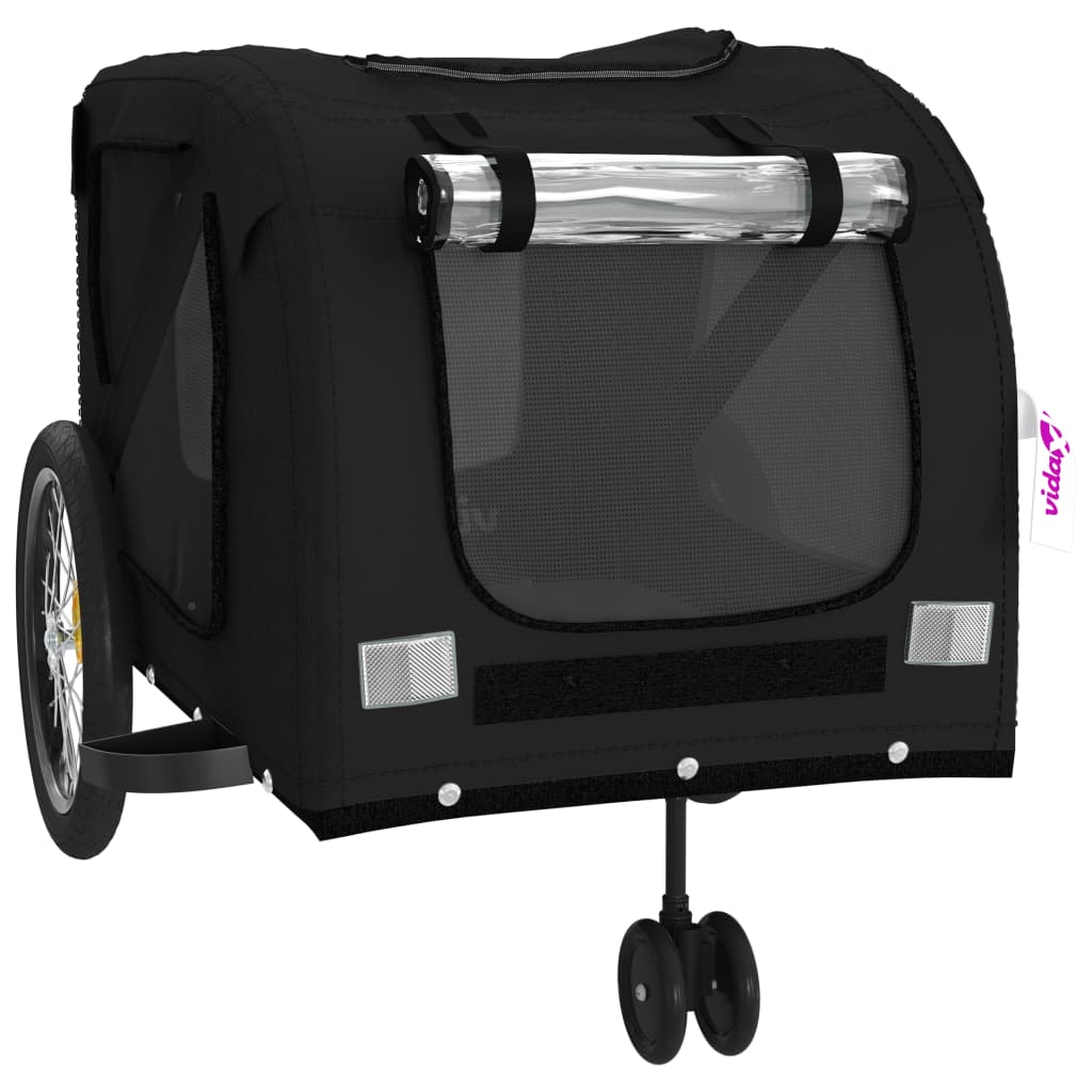 Remolque De Bicicleta Mascotas Hierro Tela Oxford Negro_4