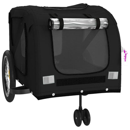Remolque De Bicicleta Mascotas Hierro Tela Oxford Negro_4