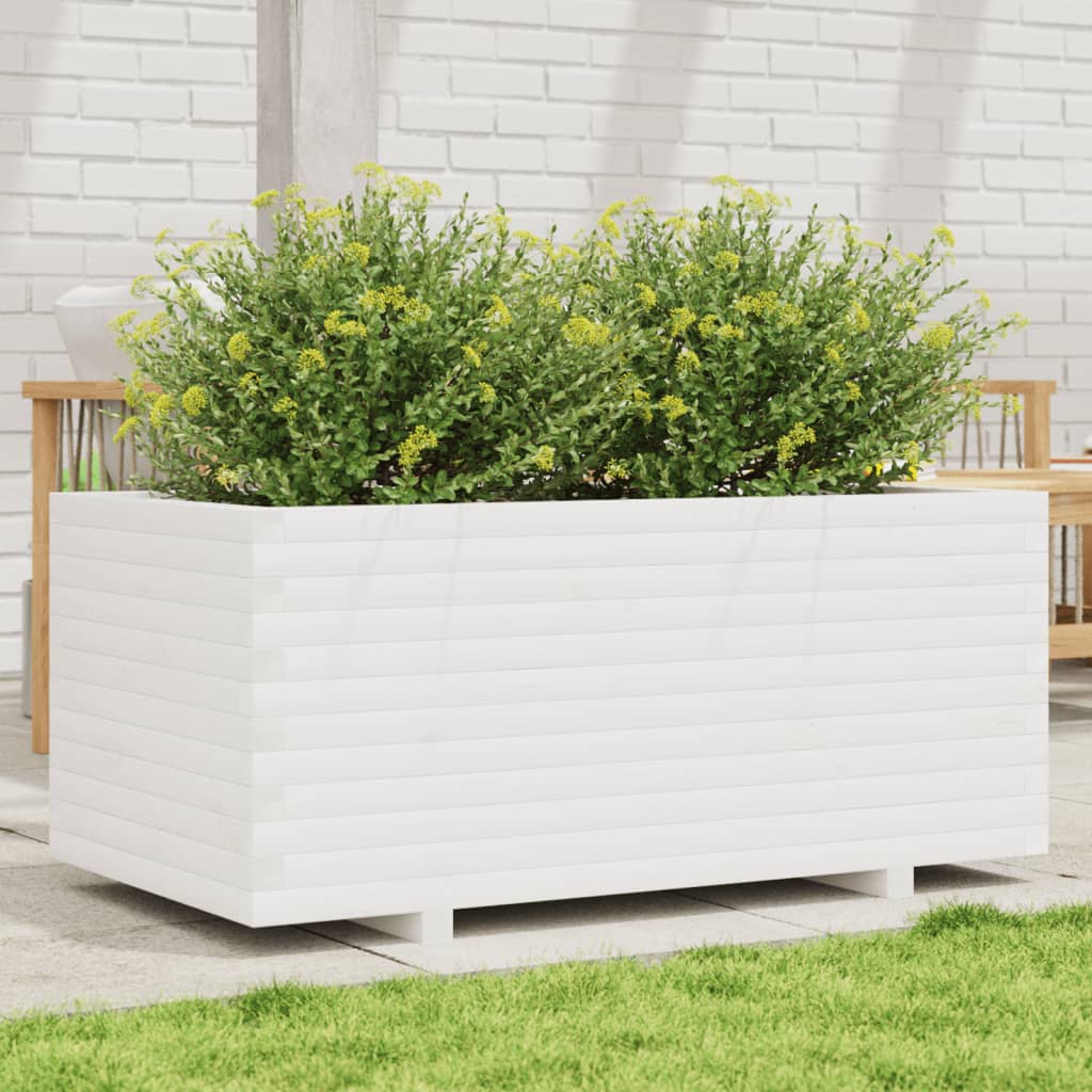 Jardinera Madera Maciza De Pino Blanco 110x60x49,5 Cm_1