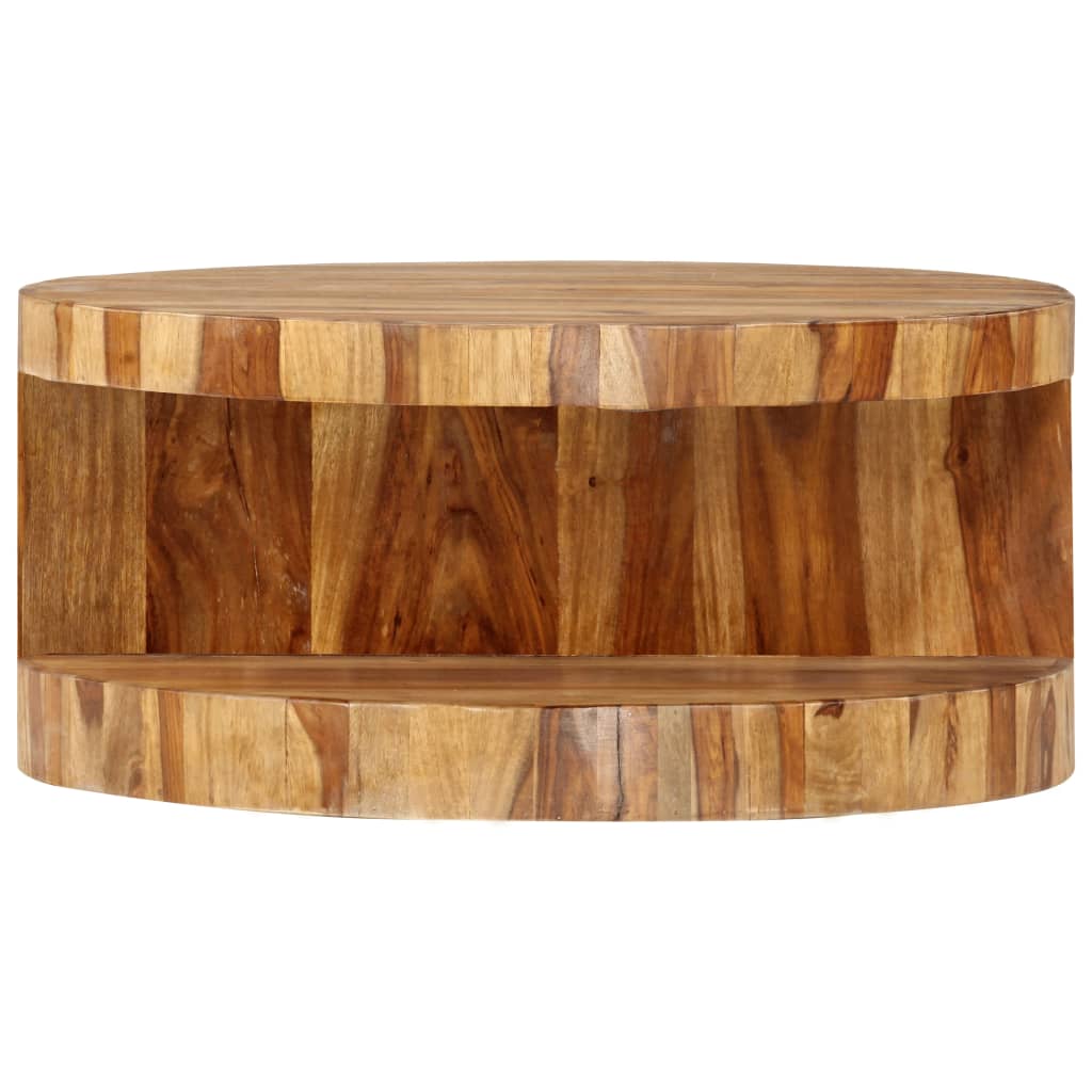 Mesa De Centro Redonda Madera Maciza De Sheesham 65x30 Cm_0