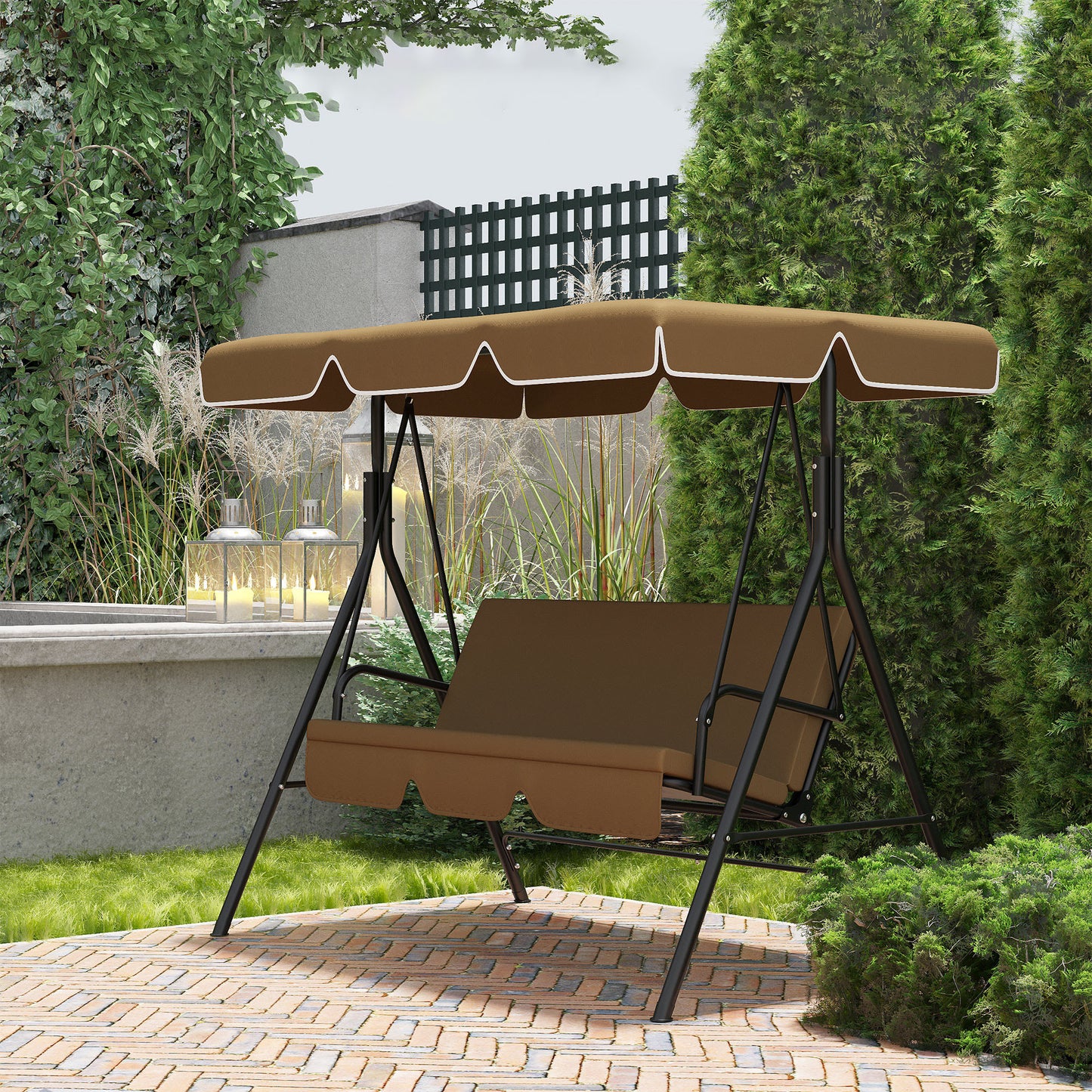 Outsunny Toldo De Repuesto Para Columpio De 2/3 Plazas 192x144 Cm Marrón_1
