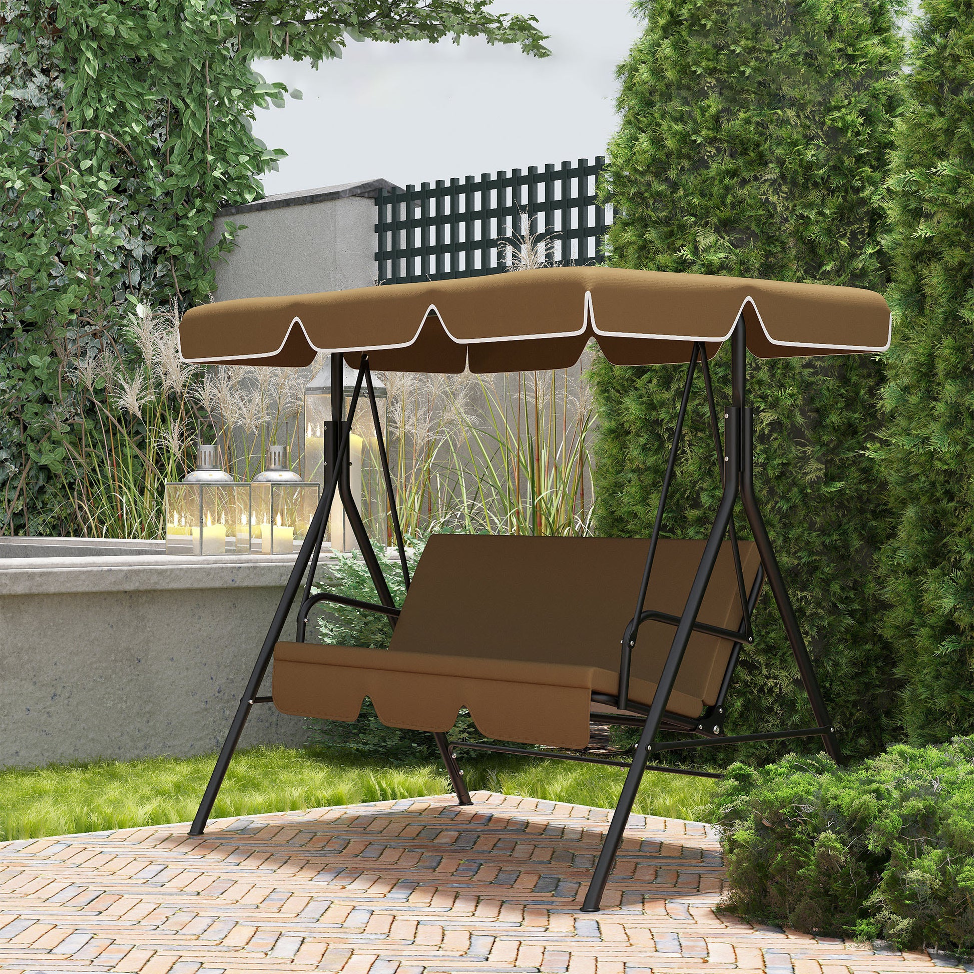 Outsunny Toldo De Repuesto Para Columpio De 2/3 Plazas 192x144 Cm Marrón_1