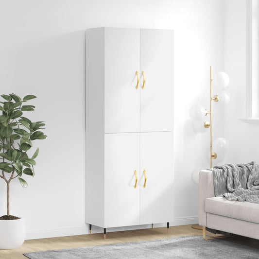 Aparador Alto Madera Contrachapada Blanco 69,5x34x180 Cm_0