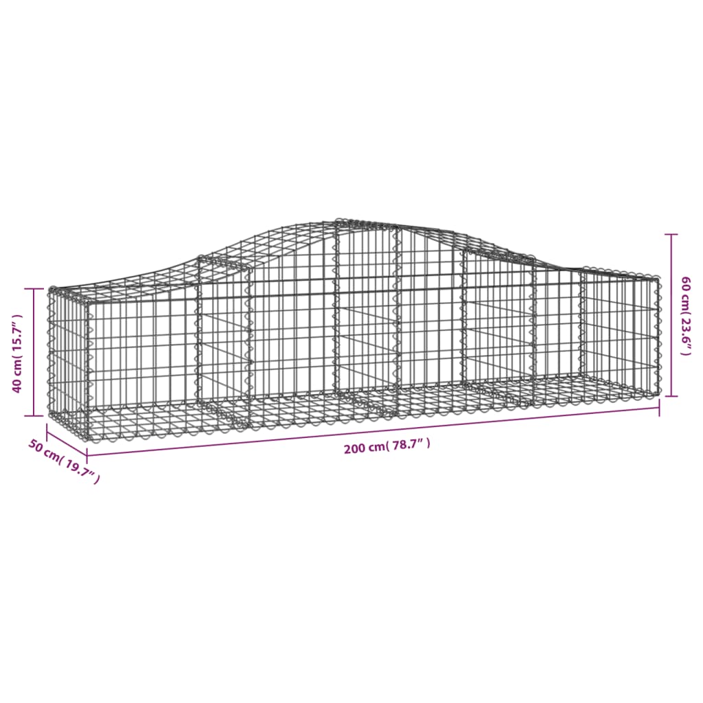 Cestas De Gaviones 14 Uds Forma De Arco Hierro 200x50x40/60 Cm_5