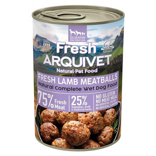 Almôndegas de Cordeiro Fresco Arquivet 400g Ração húmida para cães com cordeiro, cenoura e batata-doce