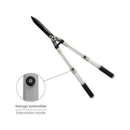 Tijera Podar Setos 2 Manos Aluminio Telescopicas, Hojas Acero Antiadherente, Mango Tpr, Ajuste Corte,