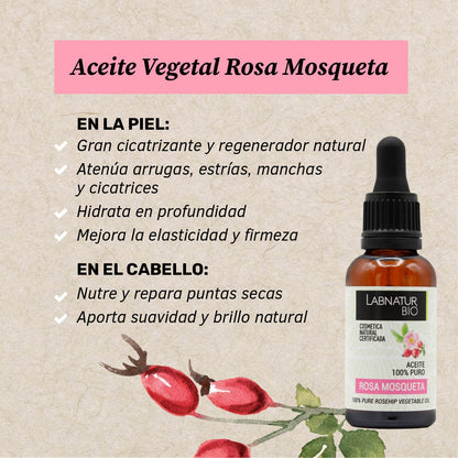 Aceite de Rosa Mosqueta 100% Puro Labnatur Bio 30 ml | Regeneración y Elasticidad | Marcas, Estrías y Cabello | Vegano_1