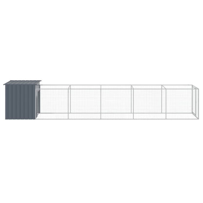 Vidaxl Caseta Perros Con Corral Acero Galvanizado Gris 110x609x110 Cm_3