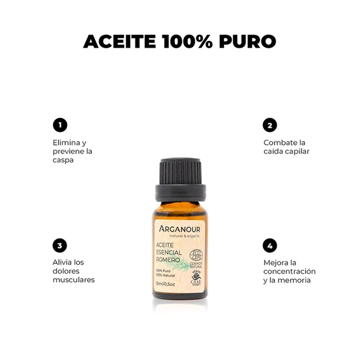 Óleo essencial de alecrim 100% puro Arganour 15ml