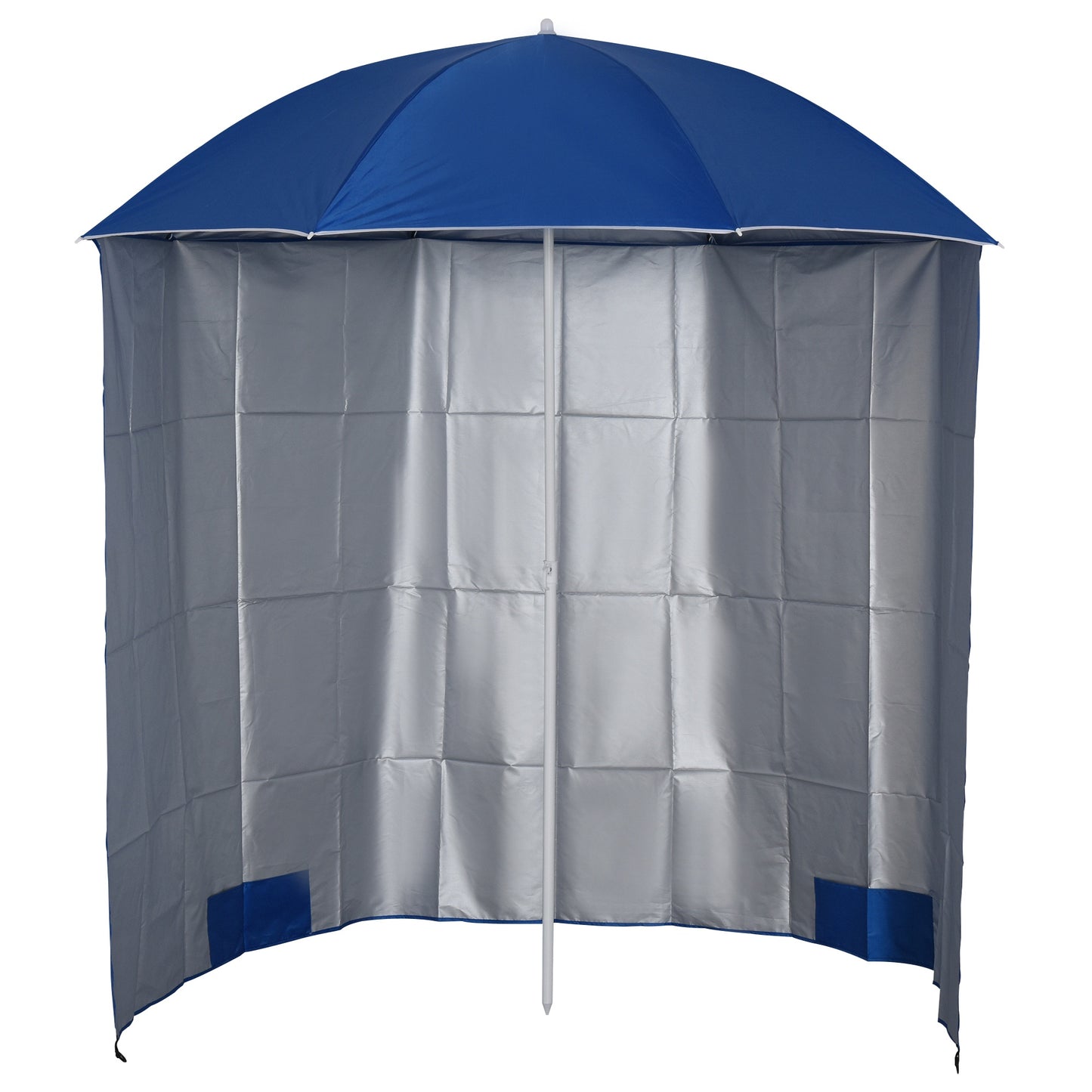 Outsunny Sombrilla De Playa Con Panel Lateral Apertura Manual Ø220x220 Cm Azul_0