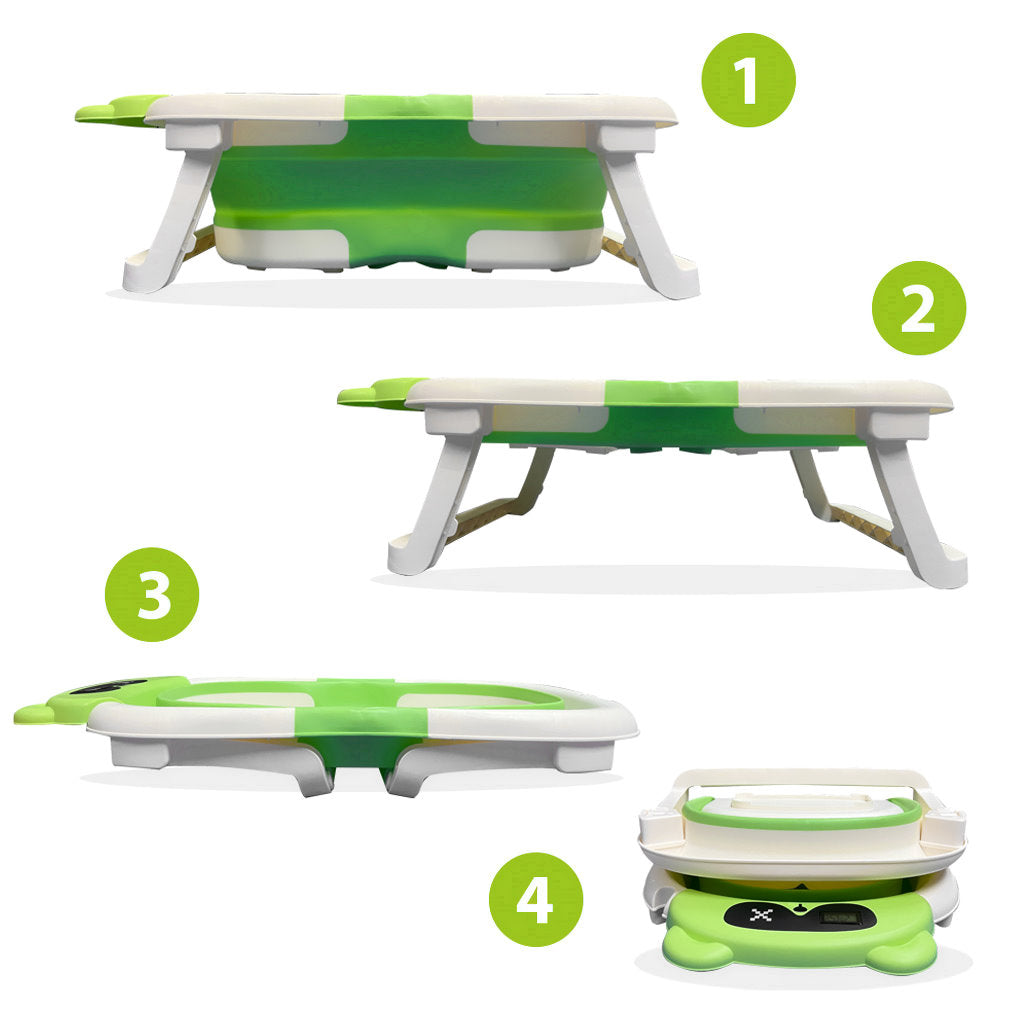 Bañera Plegable Para Bebés, Cojín Oso, Termómetro, Patas Antideslizantes (verde Oso) Bathby_2