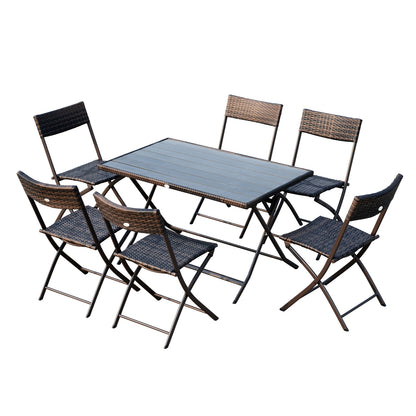 Outsunny Conjunto De Mesa Sillas Muebles Plegable Ratán Para Jardín Exterior_0