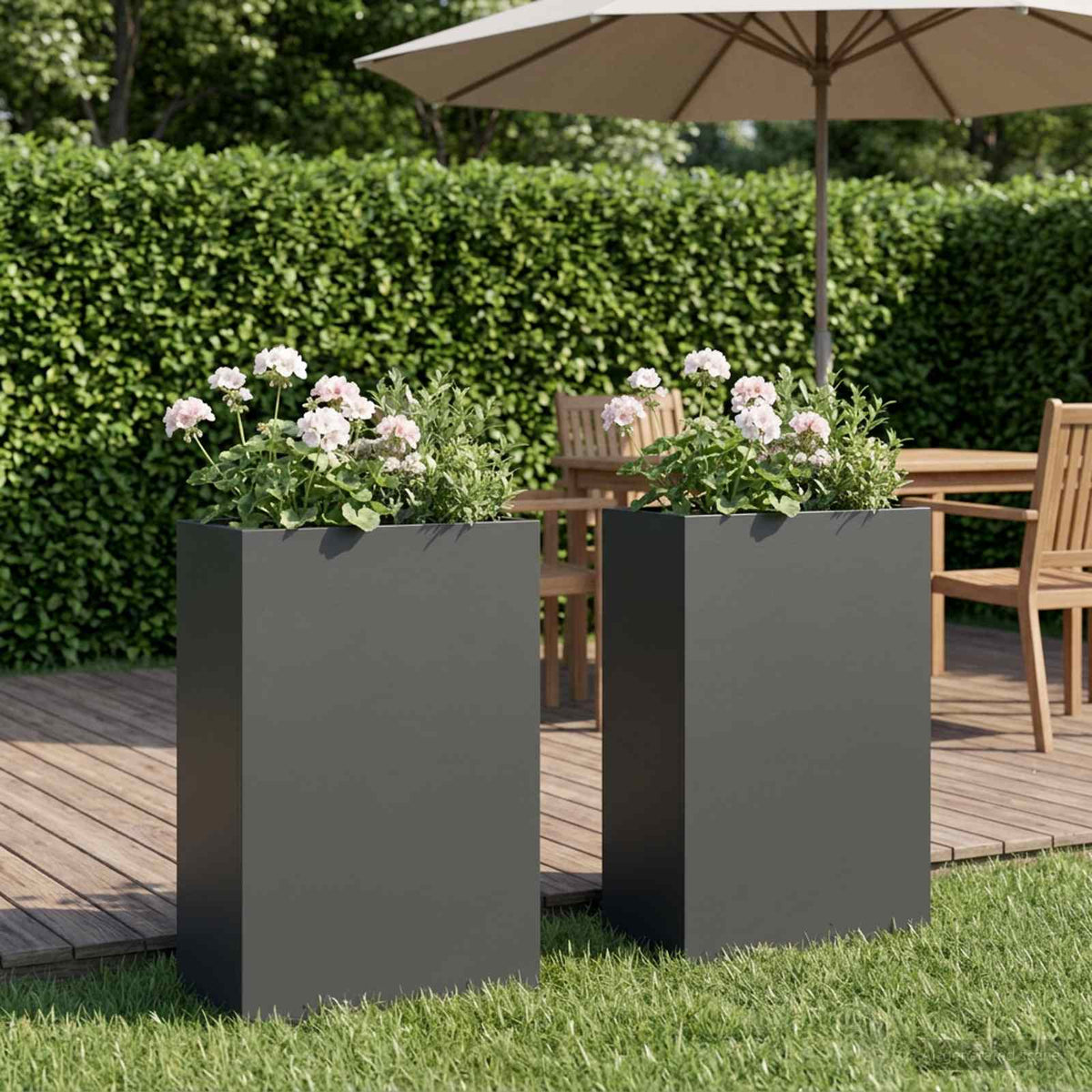 Macetero De Jardín 2 Uds. Gris Antracita 50 X 20 X 75 Cm_1