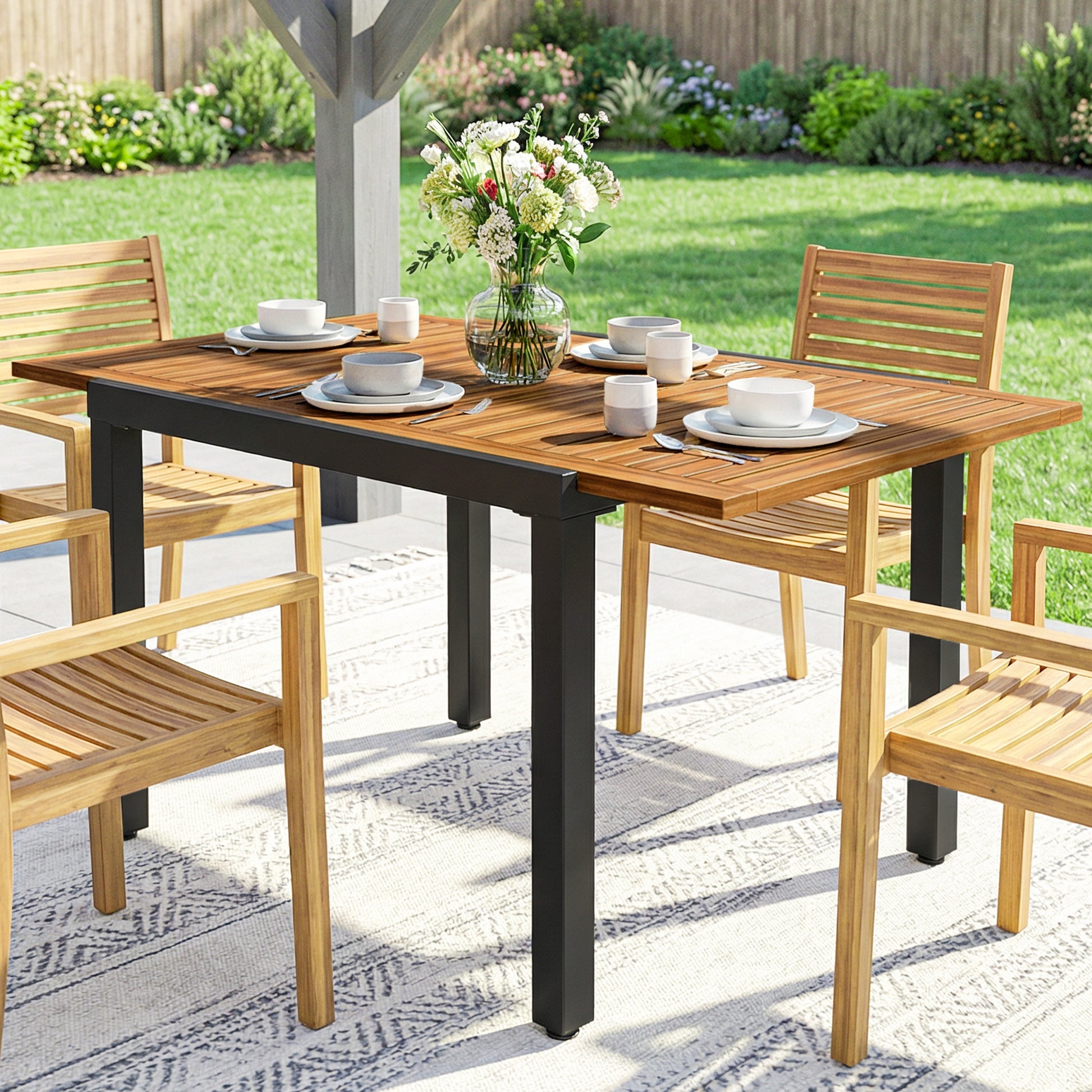 Outsunny Mesa De Jardín Extensible 120/80x70 Cm Para 4-6 Personas Natural_4