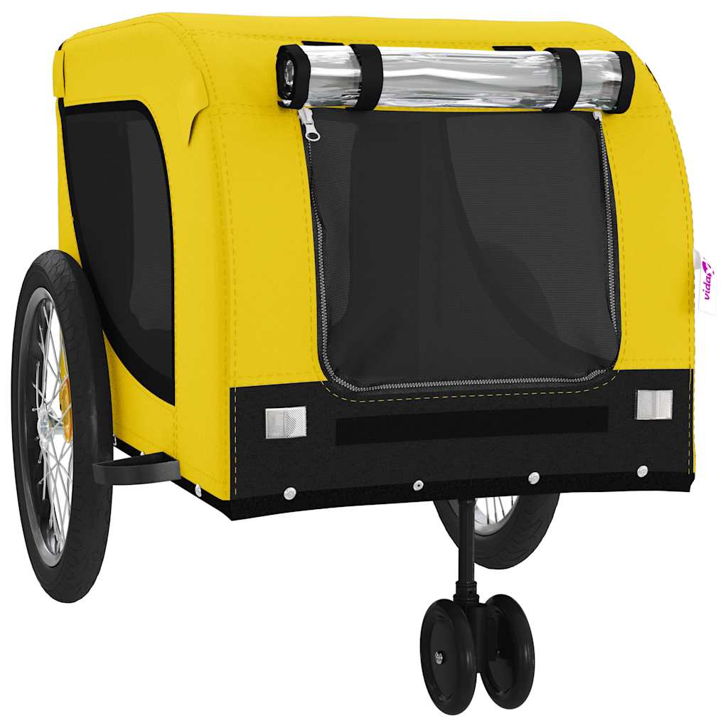 Remolque Bicicleta Mascotas Hierro Tela Oxford Amarillo Negro_3