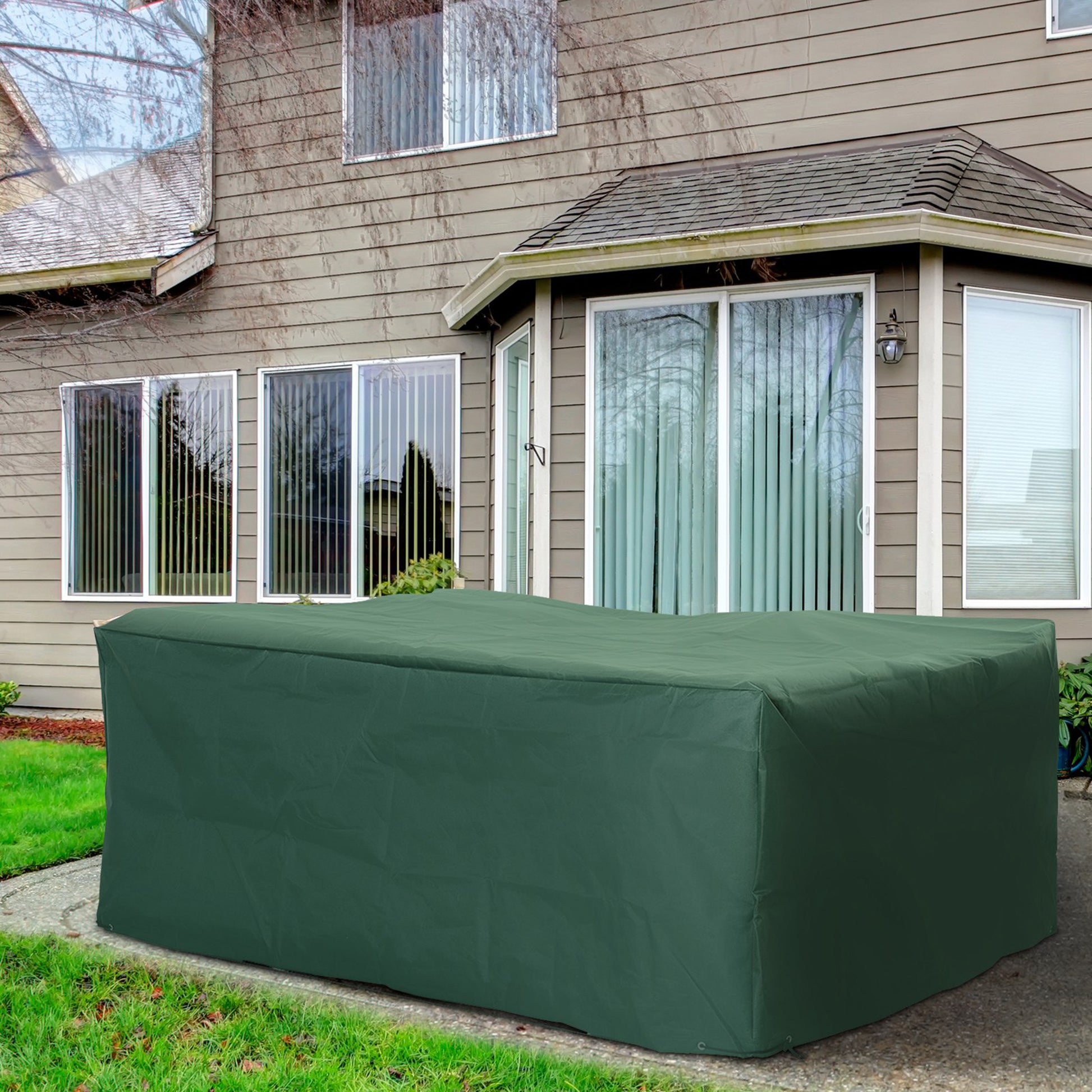 Outsunny Funda Para Muebles De Jardín Exterior Impermeable 222x155x67 Cm Verde_1