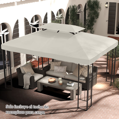 Outsunny Techo De Repuesto 4x3 M Para Cenador Jardín Exterior 2 Niveles Crema_1