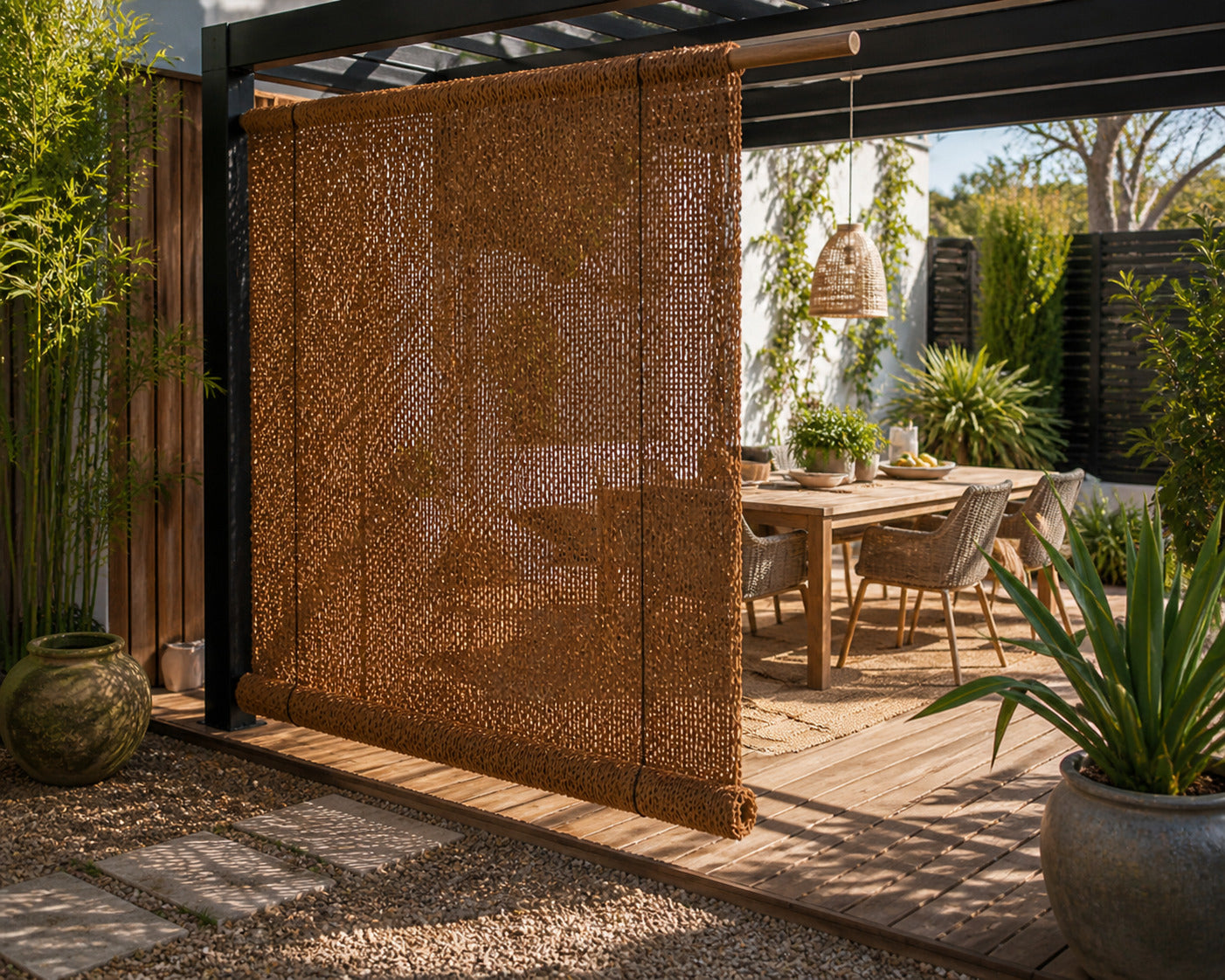 Persiana Coco Natural 0,9/1x2,40 M 100% Ocultación Exterior Terraza Jardín_3