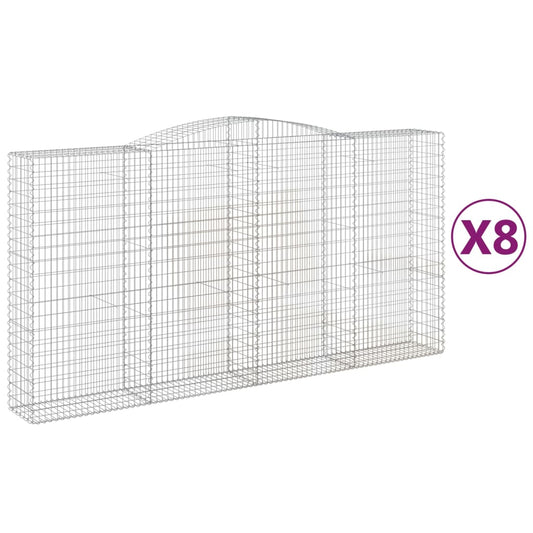 Cestas De Gaviones 8 Uds Forma De Arco Hierro 400x50x200/220 Cm_0