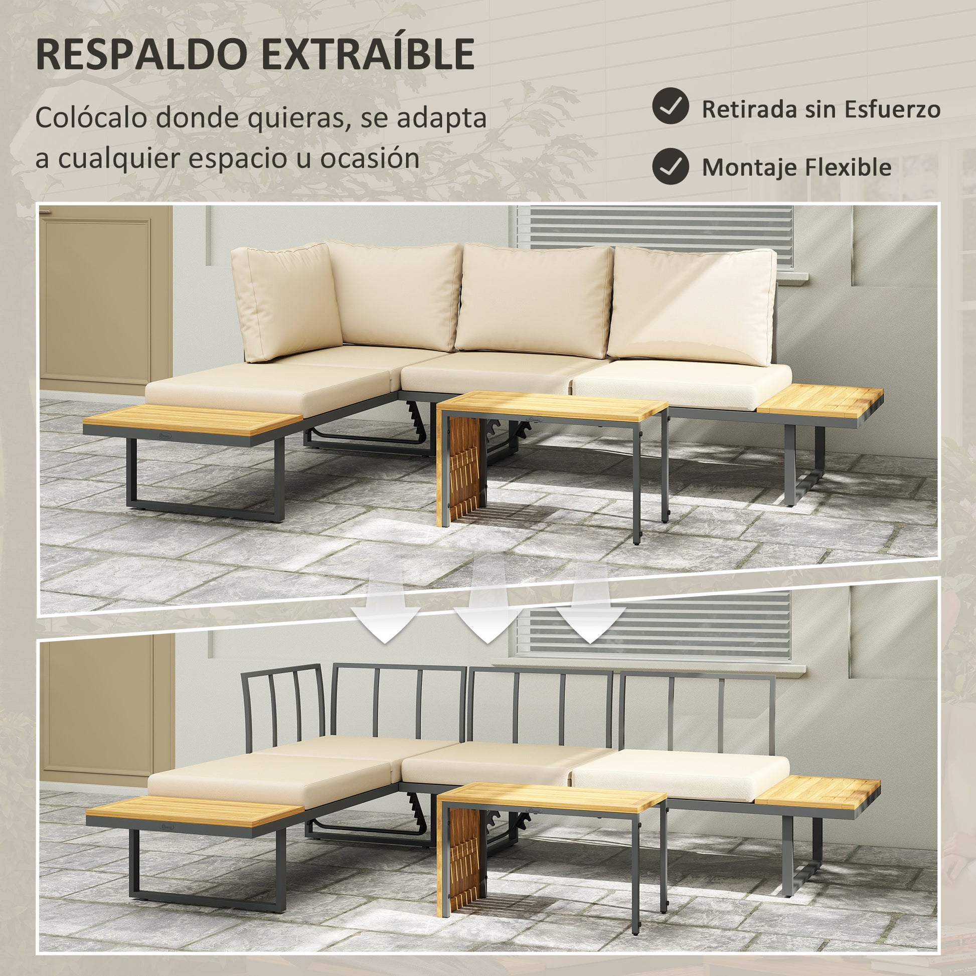 Outsunny Conjunto De Muebles Jardín Exterior Con 2 Sofás De 3 Plazas Gris_5