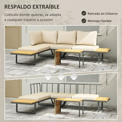 Outsunny Conjunto De Muebles Jardín Exterior Con 2 Sofás De 3 Plazas Gris_5