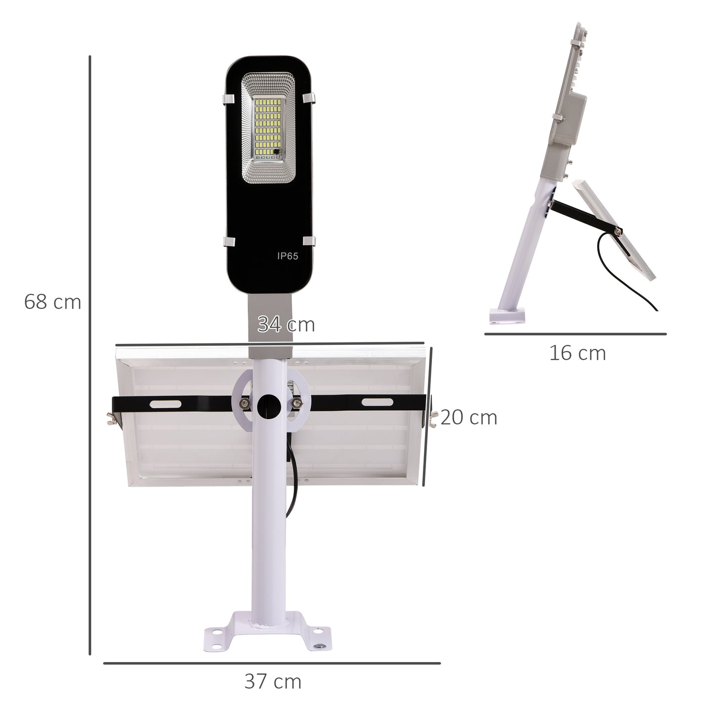 Outsunny Luz Solar Exterior Con 54 Led Ip65 Impermeable 68x37x16 Cm Plata_2