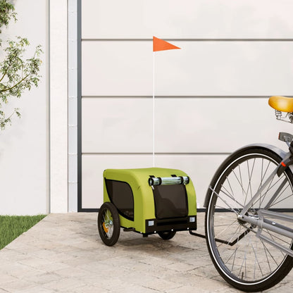 Remolque De Bicicleta Mascotas Hierro Tela Oxford Verde Negro_1
